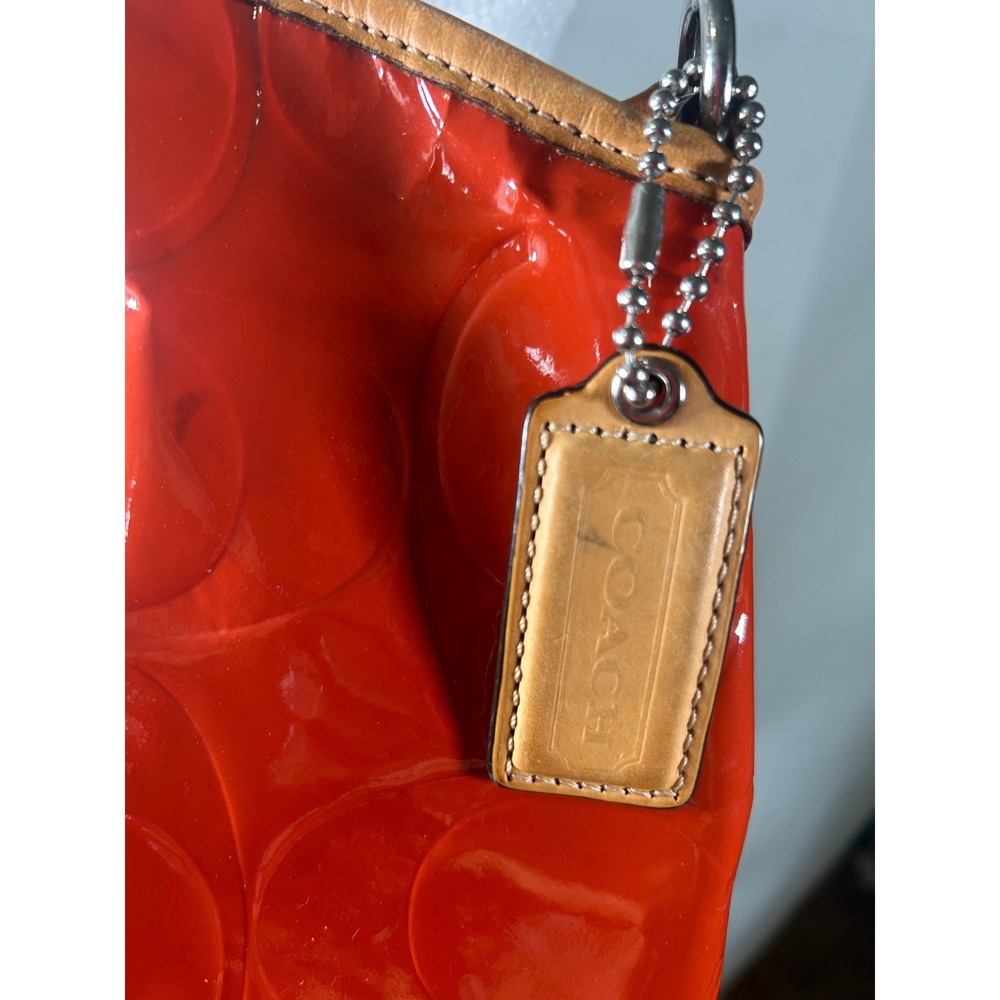 Coach Orange Patent Leather Signature C Bag #81 - Picture 11 of 12